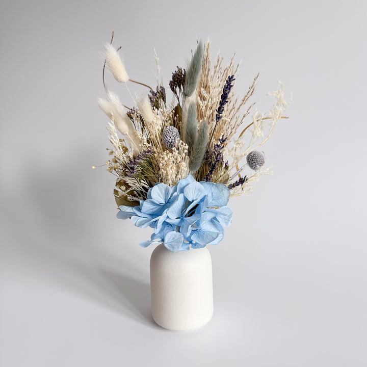 Blue Hydrangea Bouquet & Vase