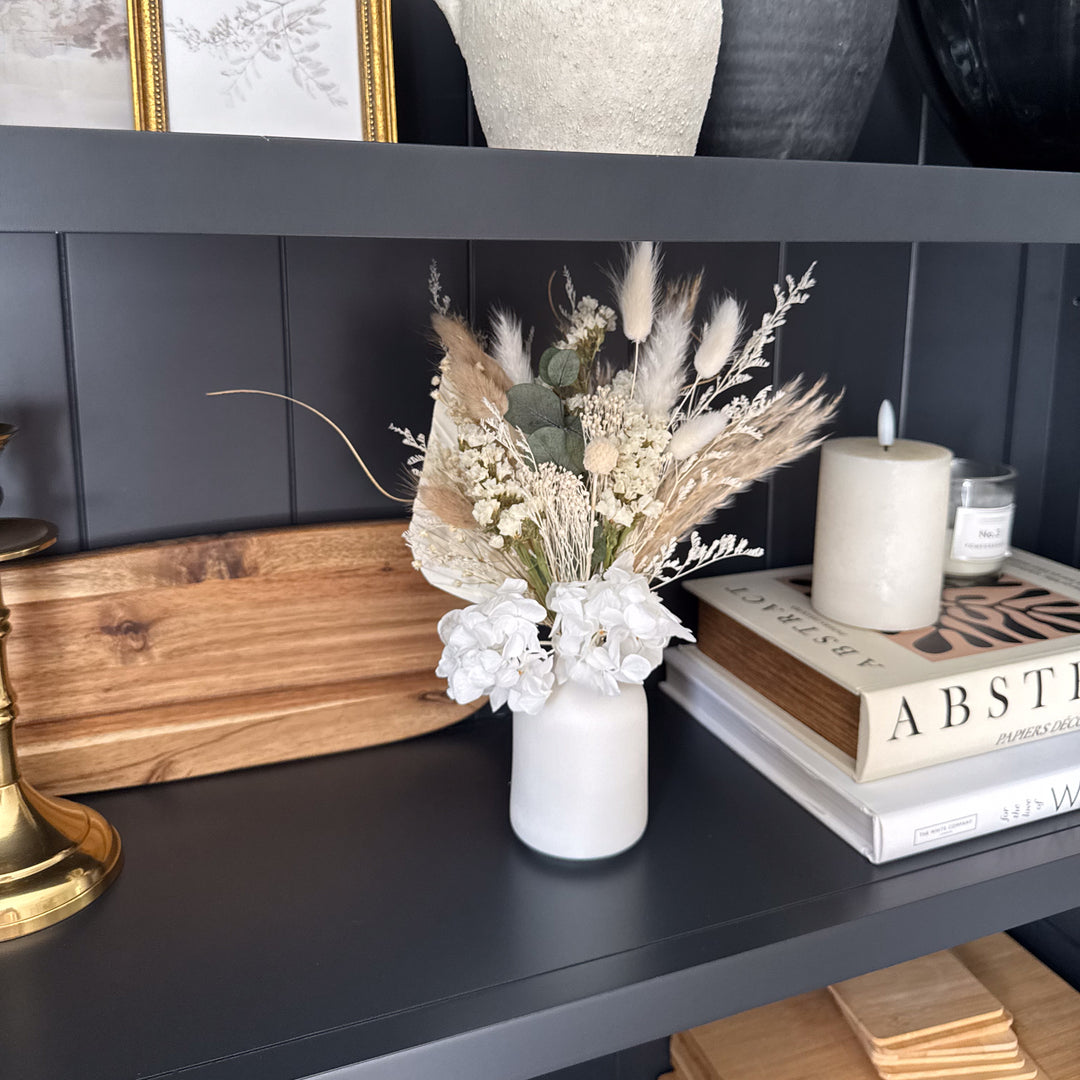 White Hydrangea Bouquet & Vase
