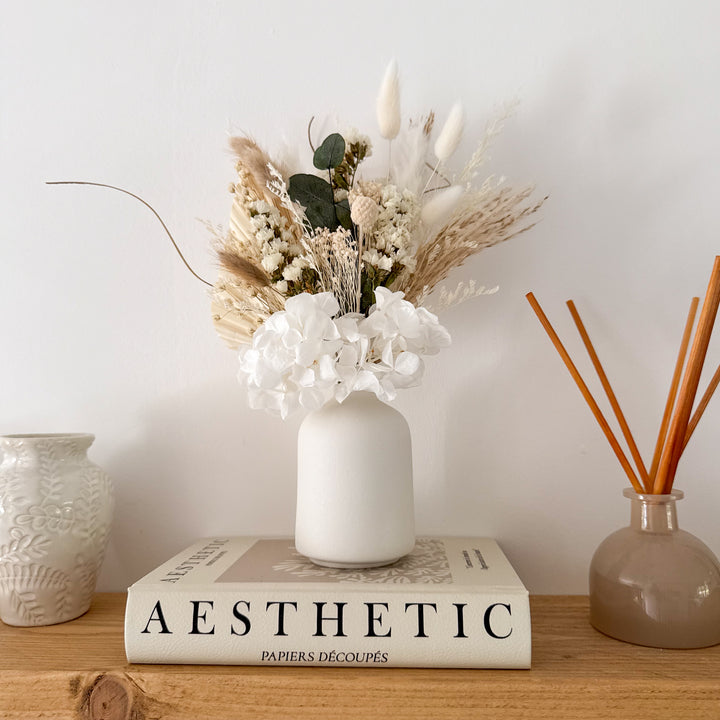 White Hydrangea Bouquet & Vase